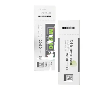 Fabrika baskı termal kağıt olay giriş biletleri rulo seri numarası ve QR kodu ile doğal Spot giriş biletleri