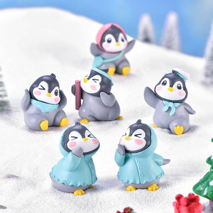 Miniature Fairy Garden Decor Mini Penguin Figures Cake Toppers Characters Toys for Kids Birthday Party Automobile Decoration