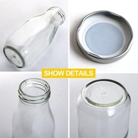 Échantillon gratuit - Bouteille en verre transparente pour boissons, lait et jus, 250 ml - 1 L