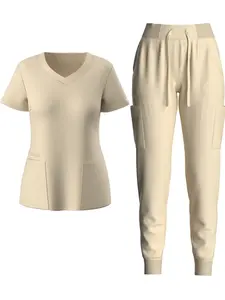 Conjunto de esfoliante médico feminino elegante, uniforme de enfermeira, uniforme de bolsos funcionais, durável e elegante, roupa de banho para uso hospitalar