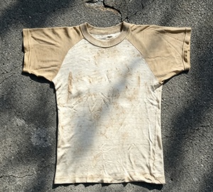 Custom Raglan Sleeve Washed Distressed <b>T</b>-<b>Shirt</b> Chain Embroidery Slim Fit Thick Rib <b>Collar</b> Short Sleeve - Product Image 1