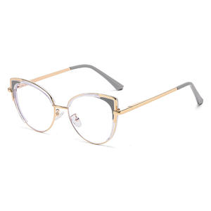 Nouvelles montures de lunettes anti-lumière bleue pour femmes, monture complète, couleur or, verres PC, design tendance HL 82168 - Product Image 3