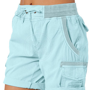 Short cargo d'été de haute qualité pour femmes en gros Short multi-poches taille haute tissu en toile respirant - Product Image 5