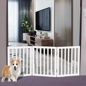 Valla plegable de madera para mascotas, blanca, de madera maciza, ajustable, para perros pequeños y grandes, rectangular, estilo clásico. - Product Image 3