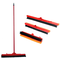 Brosse à récurer les sols 2 en 1 avec manche long, raclette amovible, poils rigides, balai magique, raclette, serpillière