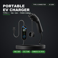 Pengisi Daya EV Portabel Tipe 2 16A/32A Kabel Tetap 3.5/7kW Pistol Pengisian Daya EVSE Rumah OEM ODM