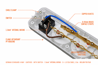 Multiprise allemande Schuko 4 voies 16A 250V avec broches en laiton, en PP ignifuge, avec câble de 10m/5m