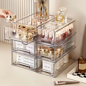Bán Buôn Rõ Ràng Nhựa Ngăn Kéo Tổ Chức Thiết Lập Stackable Chống Bụi Máy Tính Để Bàn Son Môi Nước Hoa Tổ Chức Mỹ Phẩm Ngăn Kéo Lưu Trữ Hộp - Product Image 1