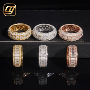 S925 <b>Silver</b> VVS Moissanite <b>Eternity</b> <b>Ring</b> Full Paved Iced Out Stackable Wedding Band With GRA Certificate Jewelry - Product Image 1