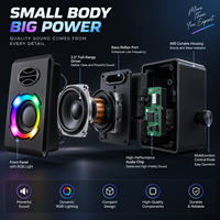 Enceintes de studio HiFi 2.0 professionnelles alimentées, pour le gaming, avec LED RGB, OEM ODM, vente en gros