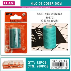 Filo da Cucito Ilan 500M Colore 49 Verde Lago Profondo 40S/2 Per Lavori Artigianali - Product Image 3