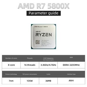 Procesador de <span class=keywords><strong>CPU</strong></span> para MD <span class=keywords><strong>Ryzen</strong></span> <span class=keywords><strong>7</strong></span> <span class=keywords><strong>5800X</strong></span> R7 <span class=keywords><strong>5800X</strong></span> 3,8 GHz, ocho núcleos, 16 hilos, 7NM L3 = 32M 100-000000063, enchufe AM4 nuevo - Product Image 2