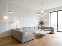 Panneau mural ondulé en MDF rainuré, flexible, moderne, insonorisant, écologique, installation rapide, gain de temps, pour salle de sport commerciale, centre commercial
