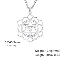 Collier Pendentif Mandala Évidé en Acier Inoxydable, Motif Lotus Découpé, Or et Argent, Style Vintage Bohème pour Femme, Idéal pour le Quotidien