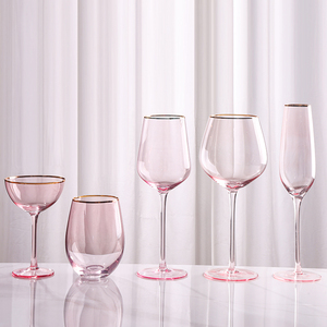 Tasse à eau moderne verres à pied en cristal verres à monture dorée verres à vin en verre <span class=keywords><strong>rose</strong></span> pour fête de mariage - Product Image 4