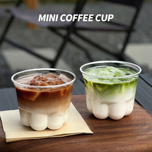 แก้วกาแฟแบบใช้แล้วทิ้ง แก้วพลาสติก PET สำหรับเครื่องดื่มเย็น รูปทรงอุ้งเท้าแมว แก้วชานมสไตล์อเมริกัน แก้วบรรจุภัณฑ์แบบนำกลับบ้าน - Product Image 2