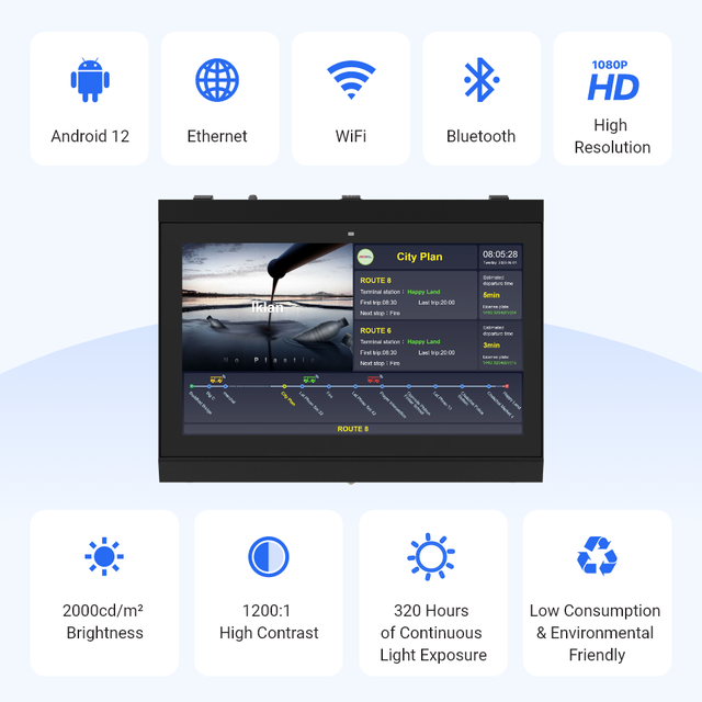 43 Inch 1920p Single Side Bus Route or Passenger Information Led Display With 4G WiFi