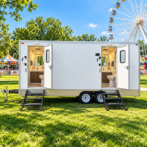 Remolque de Baño Portátil Blanco de Lujo, Unidad Móvil de Inodoro y Ducha con Escalones para Eventos al Aire Libre - Product Image 1