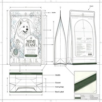 Sachet personnalisé pour aliments pour animaux de compagnie, résistant à l'humidité, refermable avec fermeture éclair, sac composite pour l'emballage de croquettes pour chiens et chats