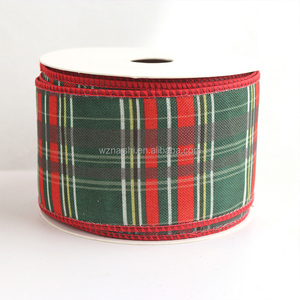Cinta Decorativa de Poliéster Estampada para Navidad, OEM, 63MM/38MM, con Alambre, 10 Yardas, para Decoración de Árboles y Coronas - Product Image 5