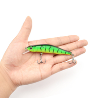 Leurre de pêche rigide Minnow, crankbait coulant à tête oscillante, design à boule sonore pour mouvements de queue, lancer stable, avec hameçons triples tranchants