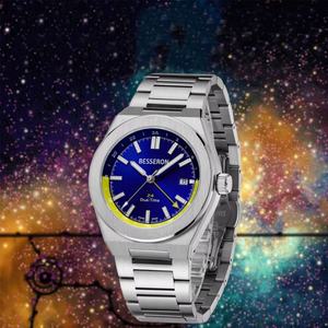 Montre pour homme BESSERON, fabrication professionnelle, logo personnalisé OEM, acier inoxydable, quatre aiguilles, luminescente, quartz, luxe - Product Image 1
