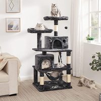 Grand arbre à chat avec hamac en sisal, jouets en fourrure et en papier pour grands chats, condo pour chat
