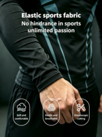 T-shirt de sport à manches longues pour homme, jersey sportif uni, compression, séchage rapide, respirant, évacuation de l'humidité, course à pied, gym, entraînement