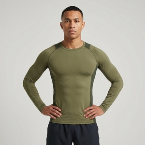 Maillot de compression vert olive personnalisé pour homme – Conception libre, jersey sublimé sur mesure, protection anti-UV, sans manches - Product Image 1