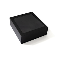 Caja de Regalo Cosmética de Lujo Personalizada, Negra, con Ventana Transparente, Plegable, de Papel