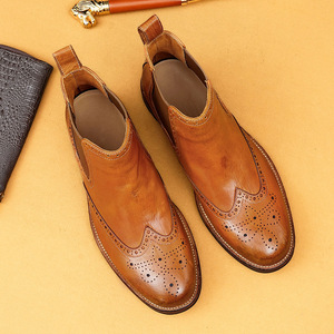 Botas de Tobillo de Cuero Genuino 2025 para Hombre, Lavables, Hechas a Mano con Tecnología Goodyear, Estilo Retro, Amekaki, con Cordones - Product Image 6