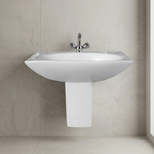 Lavabo semi-pied en céramique pour salle de bain, produit sanitaire à prix abordable, lavabo semi-encastré - Product Image 2