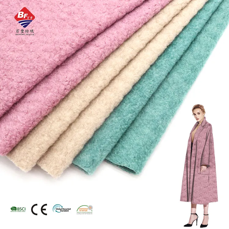 High quality 100%polyester 360-380gsm knit water resistant polar plush fleece fabric for women warm coat