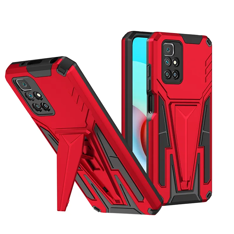 2 in 1 Tpu Pc Hybrid Armor Hidden Magnetic Kickstand Mobile Phone Case for XiaoMi RedMi 10 Cover