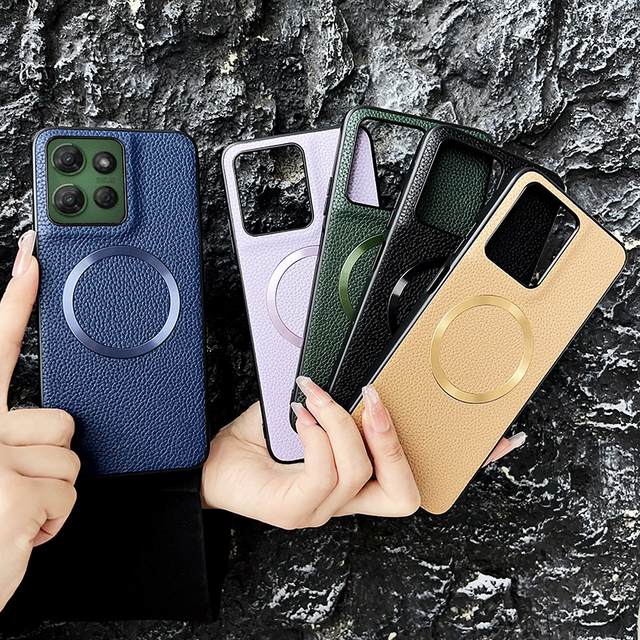 Magnetic Litchi PU Leather Anti-fall Protective Phone Back Cover for Motorola Moto G45 G34 G35 G55 G56 G05 E15 G66J G66Y