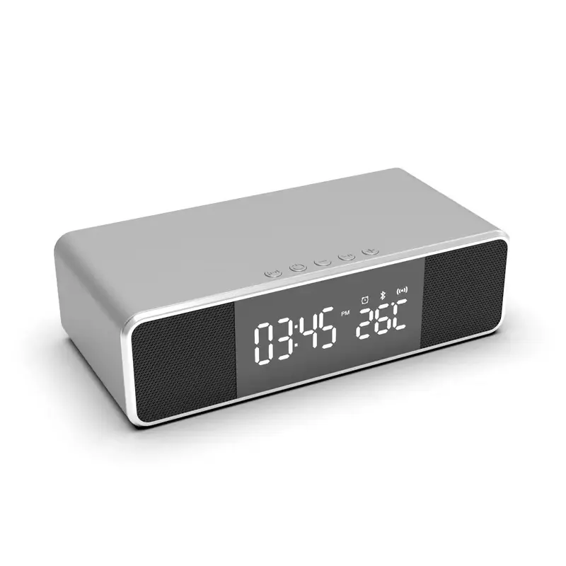Multi-function 6 in 1 Temperature Display Function Wire And Wireless Charger Wireless Speaker Digital Alarm Clock