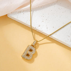 <span class=keywords><strong>Collier</strong></span> Lettre Bulle Femme Plaqué Or Zircon Gros Nom Initial Ballon Alphabet Pendentif <span class=keywords><strong>Collier</strong></span> - Product Image 6