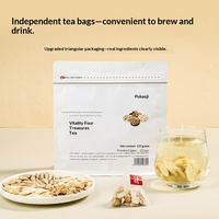 Thé santé mélangé Yuanqi Quatre Trésors avec Astragale et Ginseng américain en sachets de thé triangulaires individuels de 125g
