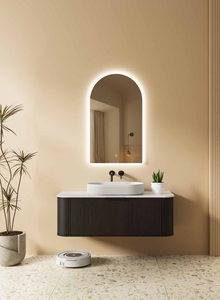 Tocadores de baño modernos de 48 pulgadas para el mercado australiano con lavabo estriado MDF sin silicona redondeada y carcasa de tablero de melamina - Product Image 5
