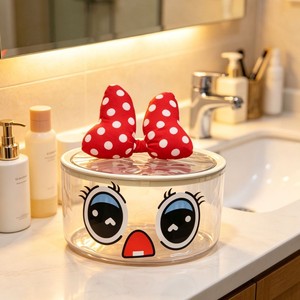 Cute Cartoon Transparent Cosmetic Storage Box With Lid 5L Makeup Organizer Pen Holder Gift - Product Image 1