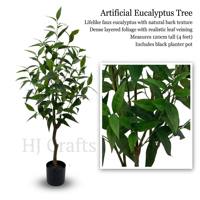 Árbol de Eucalipto Artificial de Plástico de 1.2m, Hojas Largas de 6 pies, Planta Verde Ecológica para Interiores, Hogar, Bodas, Cafés, Restaurantes, Venta al Por Mayor