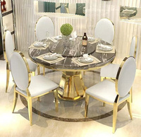 Ensemble table à manger ronde moderne en marbre 4 6 places, plaque de pierre rotative, table de salle à manger, meubles élégants de table de restaurant