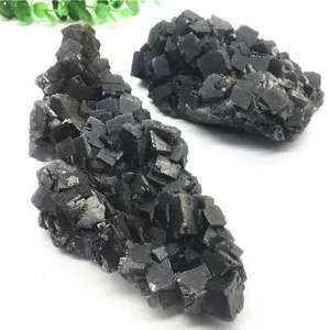 Bán Sỉ Đá Thạch Anh Pha Lê Thô Tự Nhiên Cụm Fluorite Đen Mẫu Khoáng Thô Để Trang Trí