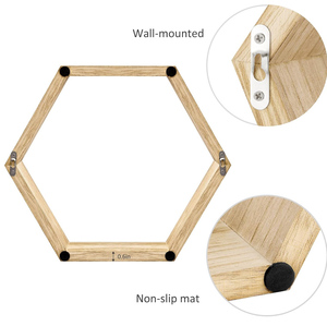 Bộ 6 tổ ong hình lục giác kệ gỗ lưu trữ Kệ hiển thị hình học bằng gỗ nổi hình lục giác Kệ tường nhà bếp - Product Image 5