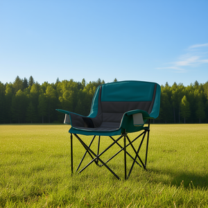 เก้าอี้พับพกพาสำหรับตั้งแคมป์ สีดำ ผ้าอ็อกซ์ฟอร์ด เบาะนั่งบุนวม ที่วางแก้ว ช่องเก็บของด้านข้าง ใช้สำหรับสวนกลางแจ้ง - Product Image 2