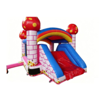 Structure gonflable commerciale Lilytoys sur le thème des champignons avec toboggan, en PVC de 0,55 mm, idéale pour la location événementielle