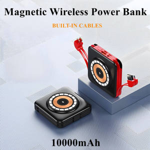 Hot bán mini xách tay được xây dựng trong cáp 10000mAh từ ngân hàng điện không dây sạc nhanh hình vuông sạc cho điện thoại thông minh - Product Image 3