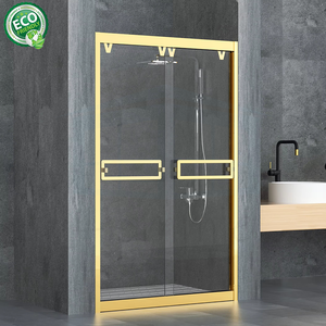 Cabine de douche sans cadre en laiton satiné, verre de sécurité de 1/4 pouce, cadre en aluminium de qualité supérieure, robuste - Product Image 6