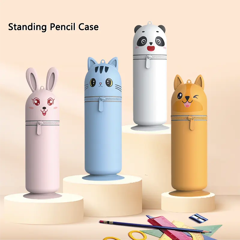 Stand Up Multi Functionele Etui Siliconen Potlood Hoesjes Voor Meisjes Briefpapier Set Siliconen Potlood Zakje Zuig Pen Houder