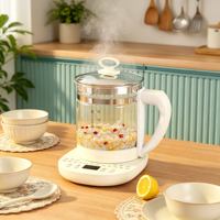 Bouilloire Électrique Vapeur 1,8 L en Acier Inoxydable avec Stérilisation et Contrôle Numérique 800W Automatique pour Hôtel et Extérieur